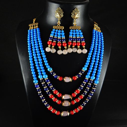 Semi Precious  4 color stone beads  Necklace