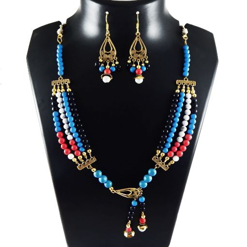 Mix Color Gem Stone  & Metal Findings Necklace