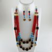 3 Lines Stone & Metal Beads Necklace