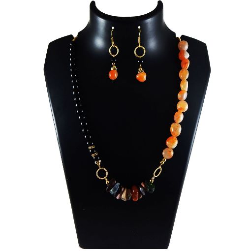 2 color Stone & Metal Beads Necklace