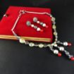 2color Stone & Metal Beads Necklace