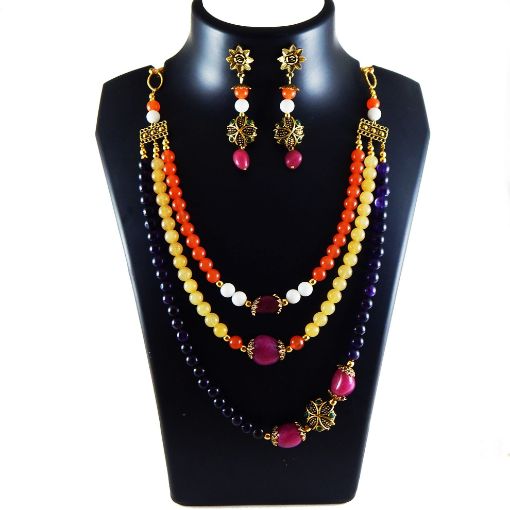Mix color Gem stone Beads Necklace