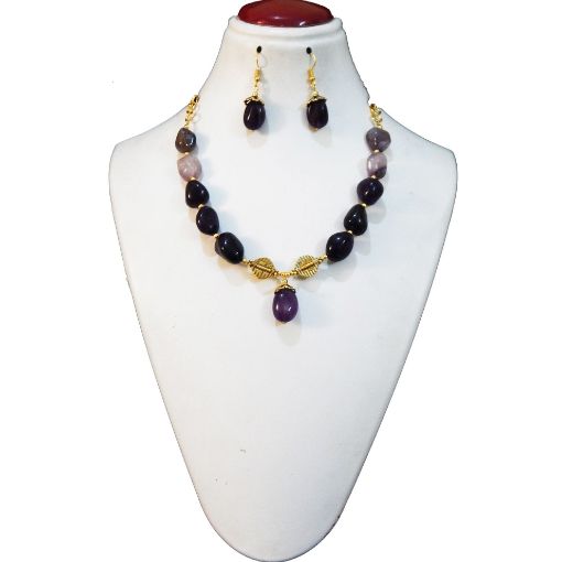  Amethyst Tumble Stone Beads Necklace