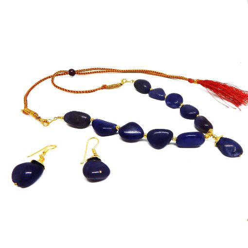 Blue Agate Tumble Stone Beads Necklace