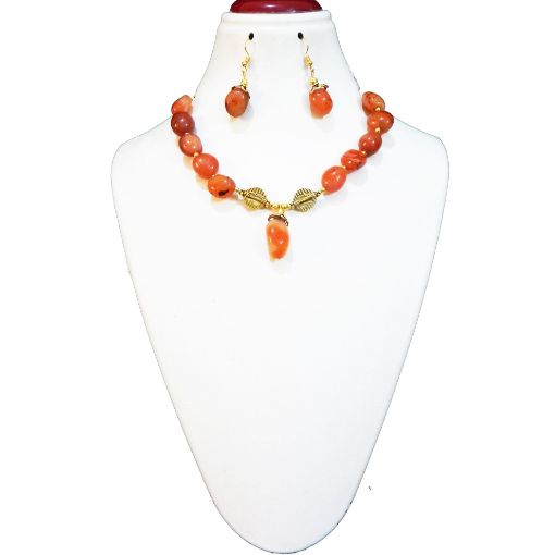 Carnelian Tumble Stone Beads Necklace