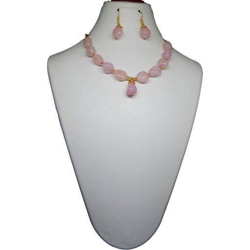 Rose Quartz Tumble Stone Beads Necklace