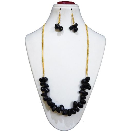 Black Agate Stone Chain Necklace