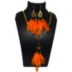 Real Orange color Feather Necklace