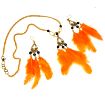 Real Orange color Feather Necklace