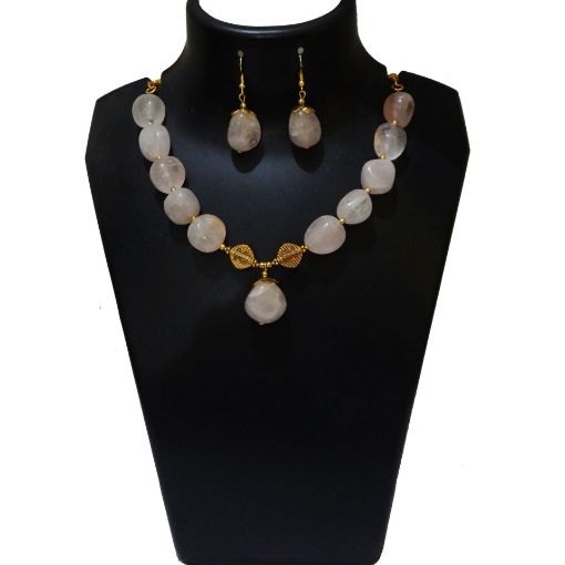 Rose Quartz Tumble Stone Beads Necklace