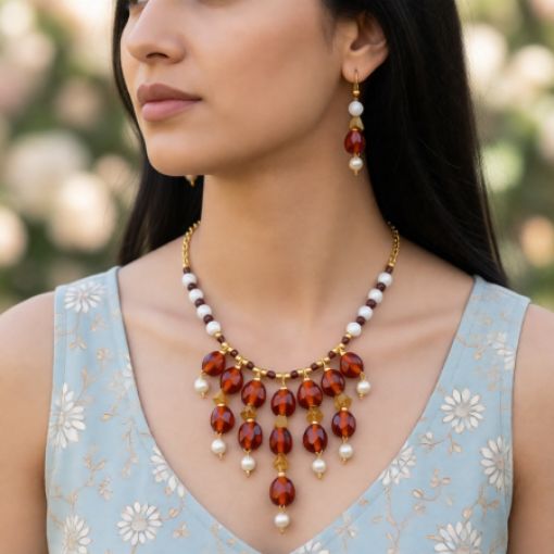 Fancy Glass Beads Choker Necklace